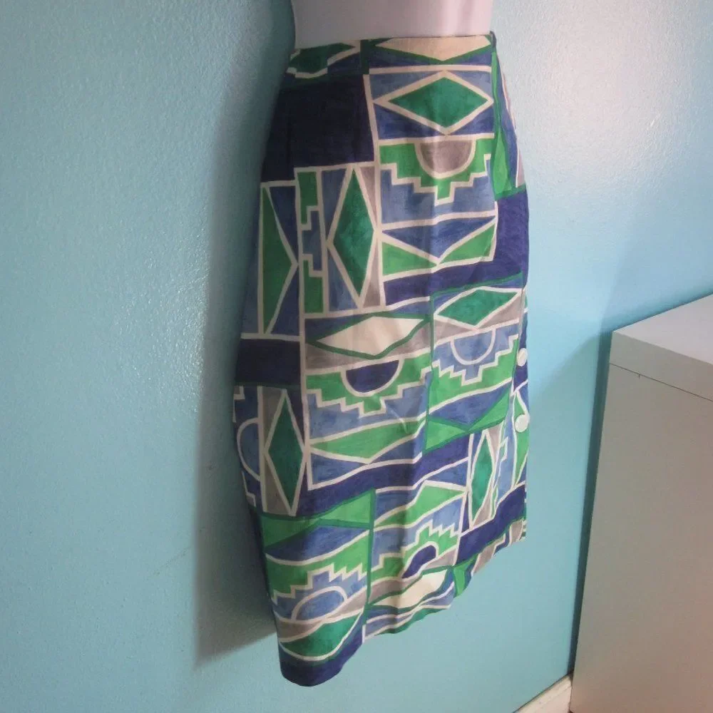 Helene Sidel Vintage 60's Button Up Summer Skirt Size 12 Lined 31